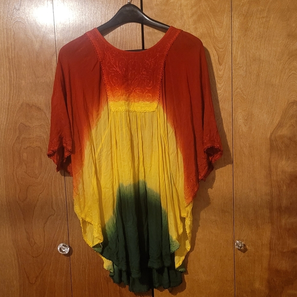 NEW Rainbow Womens Dolman Sleeves Colorful Multicolor batwing top - Picture 3 of 4